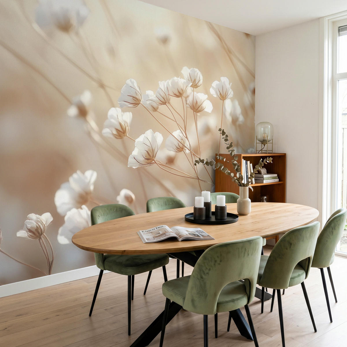 TAPETE - Wild - Blumen - Weiß - 280x220 cm - Creme, Papier (280/220cm) - OnlyWow