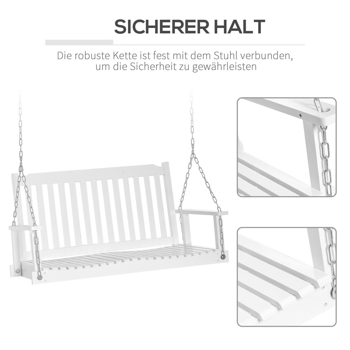 HÄNGEBANK, Tannenholz, Stahl, Weiß - Weiß, Holz/Metall (69/60/117cm) - Outsunny