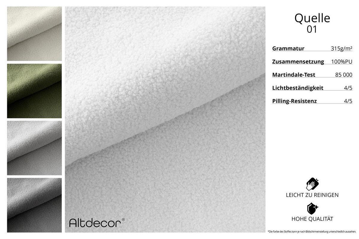 ECKSOFA mit Schlaffunktion und Bettkasten LIRA-L - 264x172x89 Weiß - Weiß, Holzwerkstoff/Textil (264/172cm) - ALTDECOR