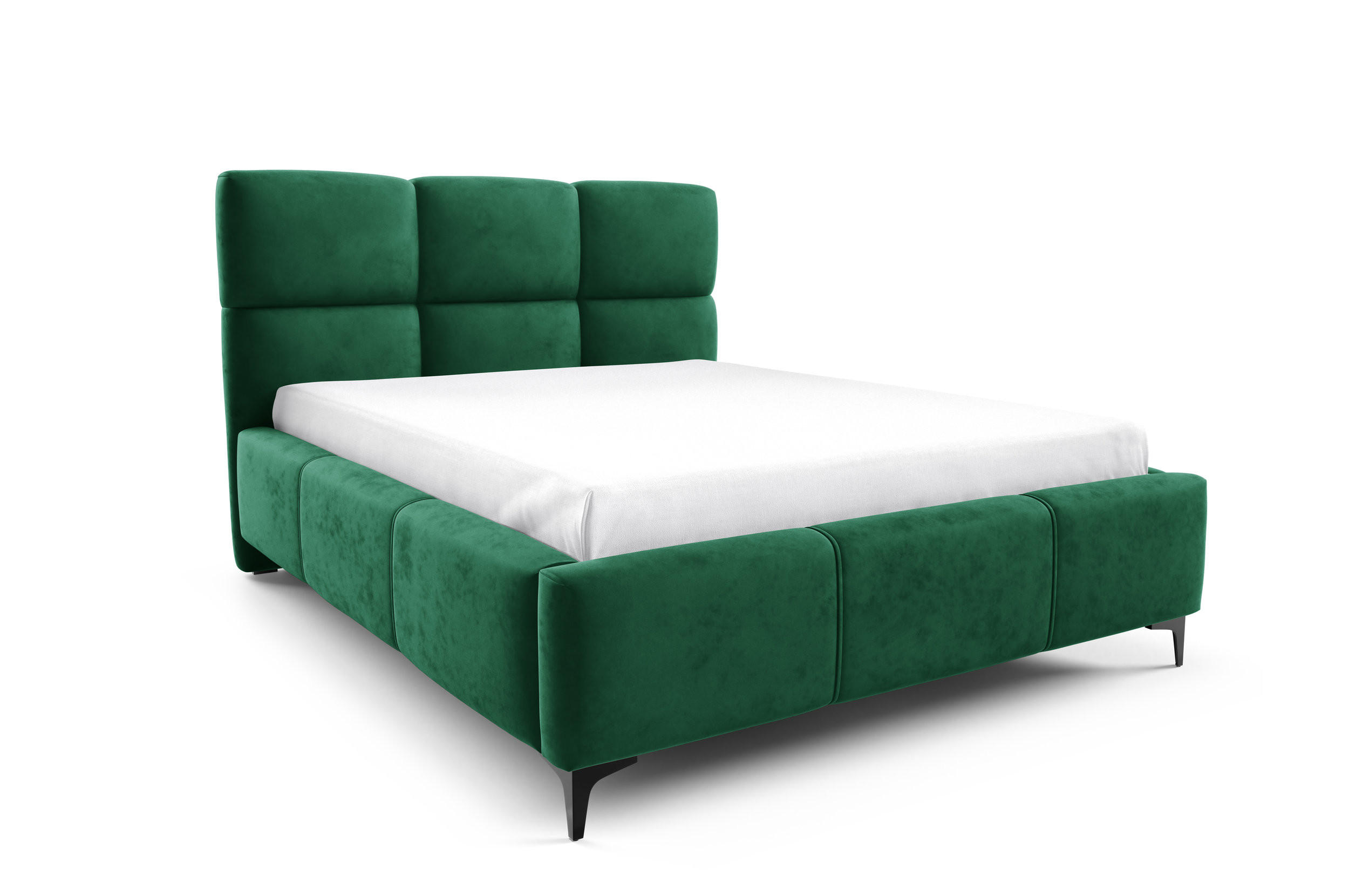 POLSTERBETT SENTO, 180x200 cm, Doppelbett mit Bettkasten, Velourstoff, Frabe: Grün - Grün, Holz/Textil (180/200cm)