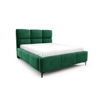 POLSTERBETT SENTO, 180x200 cm, Doppelbett mit Bettkasten, Velourstoff, Frabe: Grün - Grün, Holz/Textil (180/200cm)