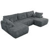 WOHNLANDSCHAFT CUBO U Dunkelgrau Cord - Dunkelgrau/Schwarz, Kunststoff/Textil (370/100/187cm) - MKS
