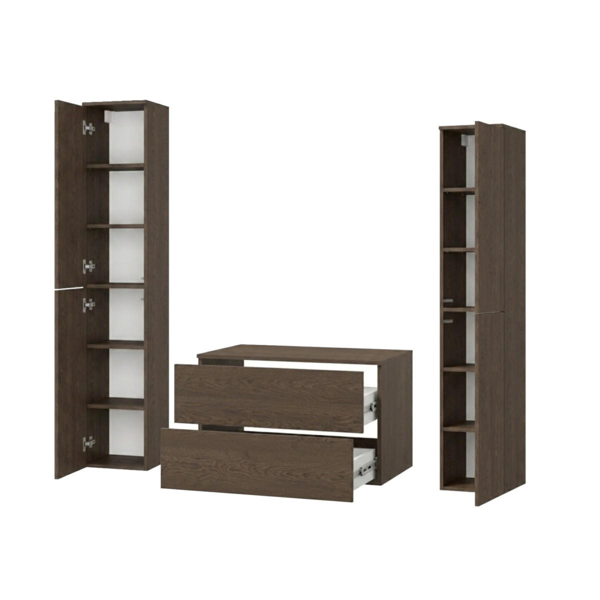 BADMÖBEL-SET Color Baltic Storm 3-Teilig (2S 80 + 2D 160 X2) - Walnussfarben, Holzwerkstoff (140/160/45cm) - mzm24