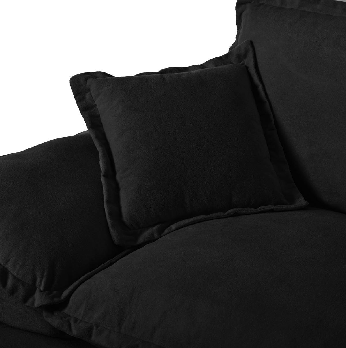 ECKSOFA aus Chenille 194x155x90 cm in Schwarz mit Ottomanen-Modul - Schwarz, Textil (155/90/194cm) - Modfu
