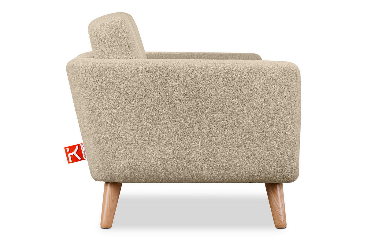 SOFA TAGIO mit Armlehnen, Beige - Beige/Braun, Buchenholz/Textil (153/80/84cm) - KONSIMO®