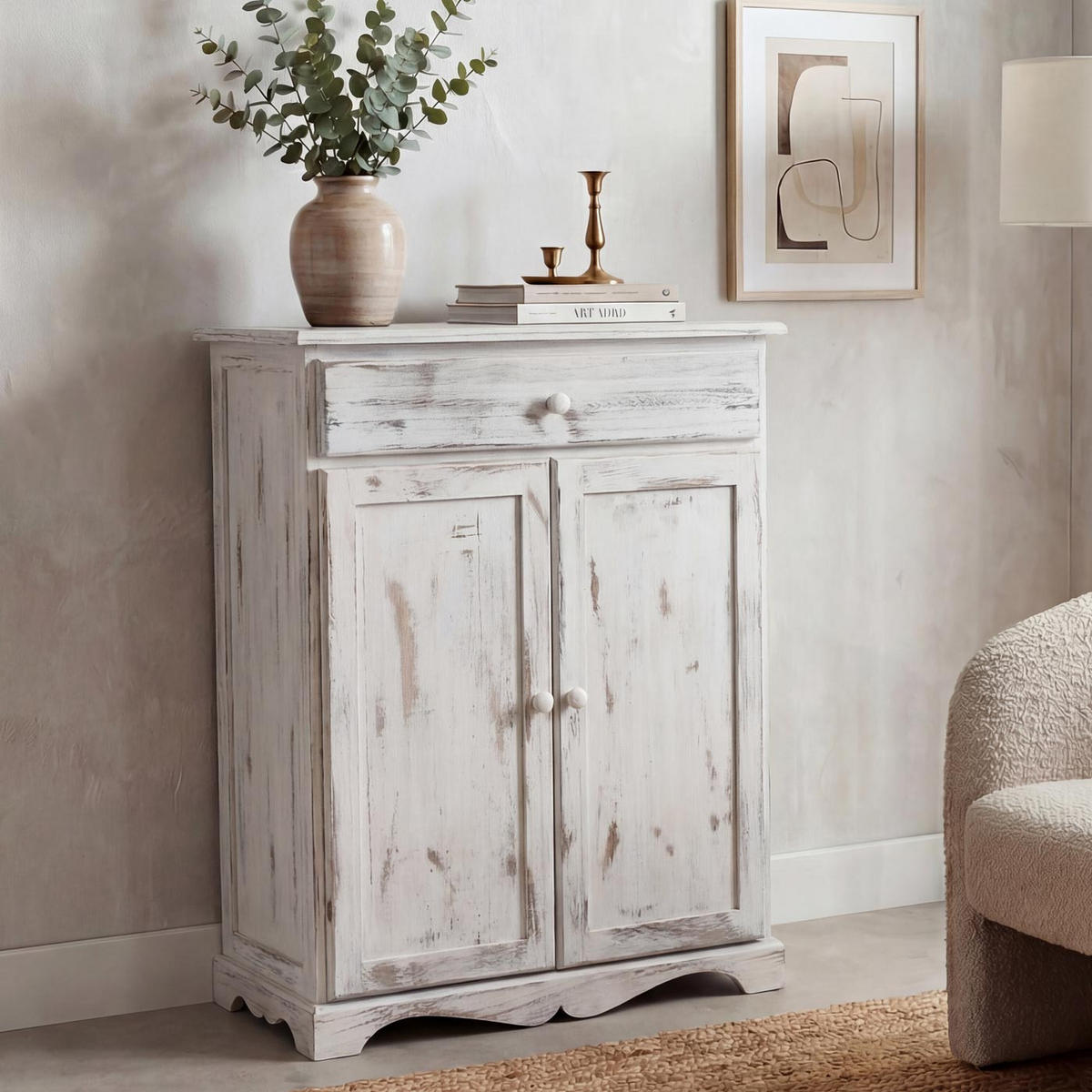 KOMMODE SCHRANK Weiß - Weiß, Holz (66/78/33cm) - MCW