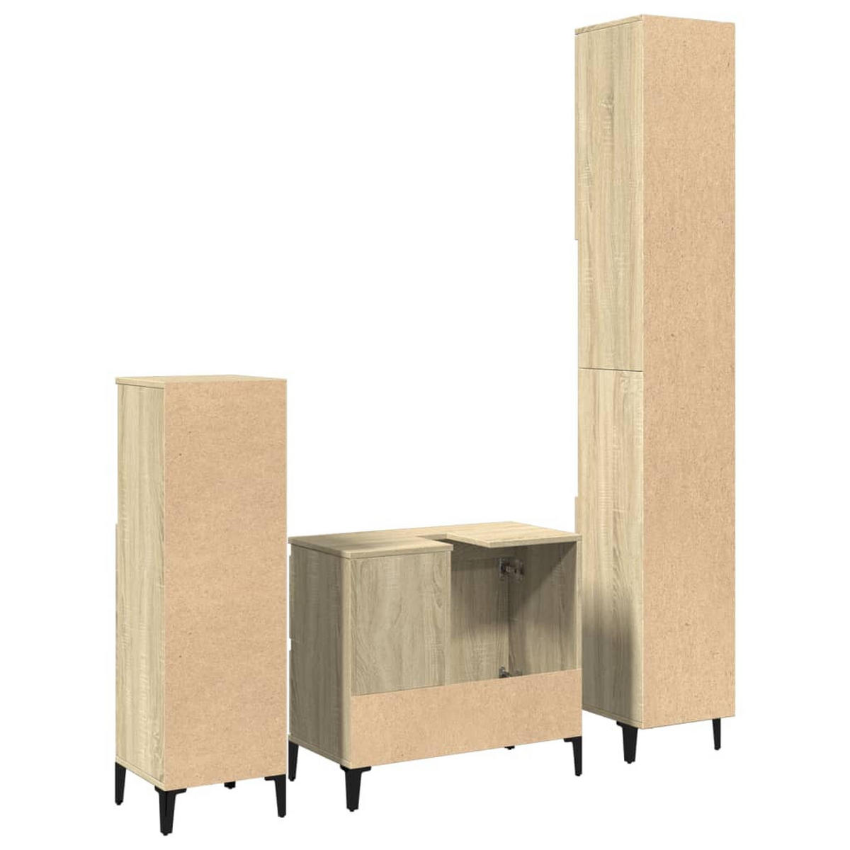 BADMÖBEL-SET 3-TLG. Sonoma-Eiche Holzwerkstoff - Braun, Holzwerkstoff (30/190/30cm) - vidaXL