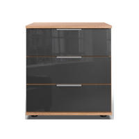 NACHTKONSOLE Saigon Plankeneiche / Glasgrau 46 / 38 / 58cm - Braun/Grau, Holz/Holzwerkstoff (46/58/38cm) - Wimex