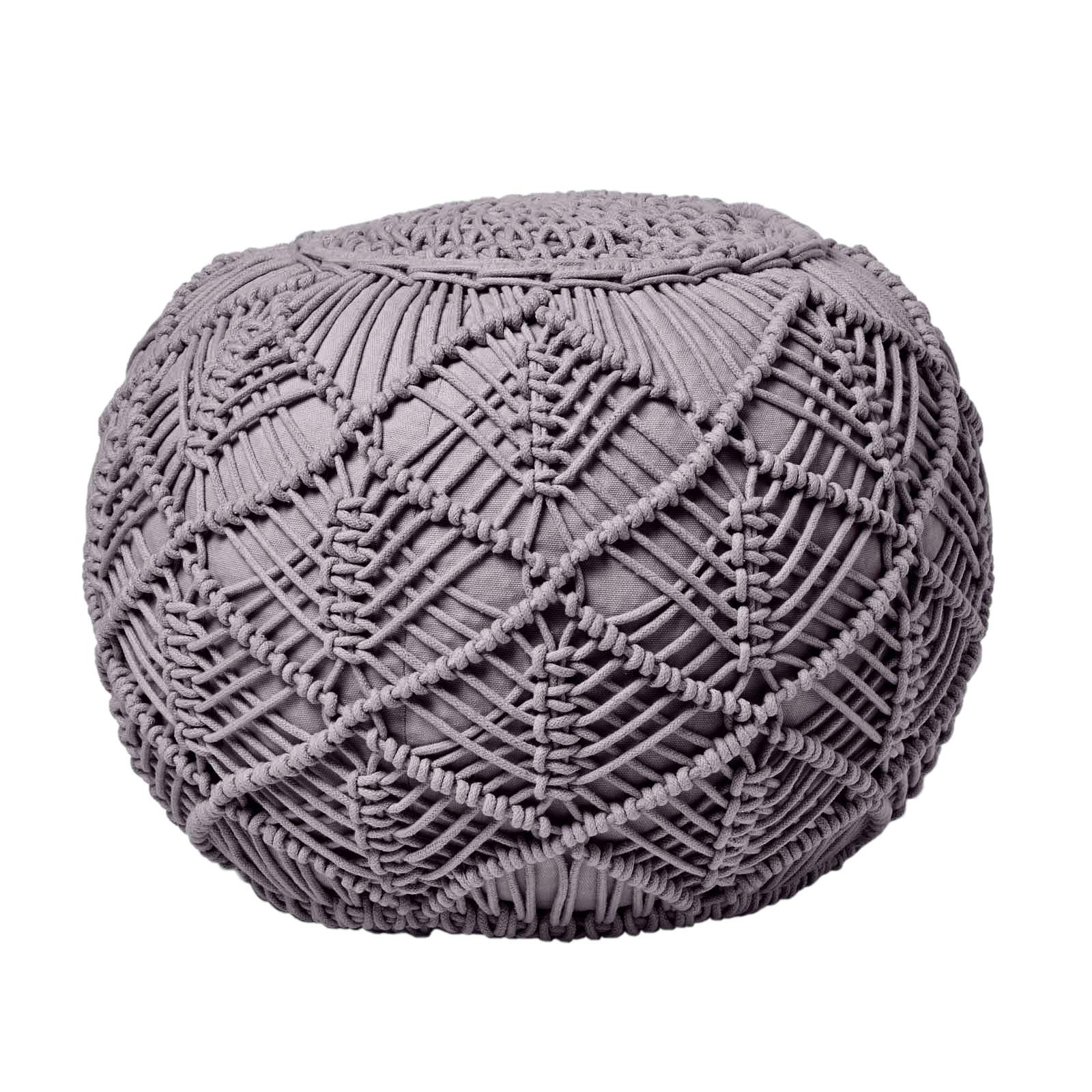 POUF grau im Makramee-Stil, 40/40/35 cm - Grau, Textil (40/35/40cm) - Homescapes