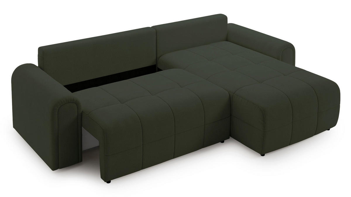 ECKSOFA Simolla Olivgrün rechts - Schwarz/Olivgrün, Kunststoff/Textil (180/268cm) - Selsey