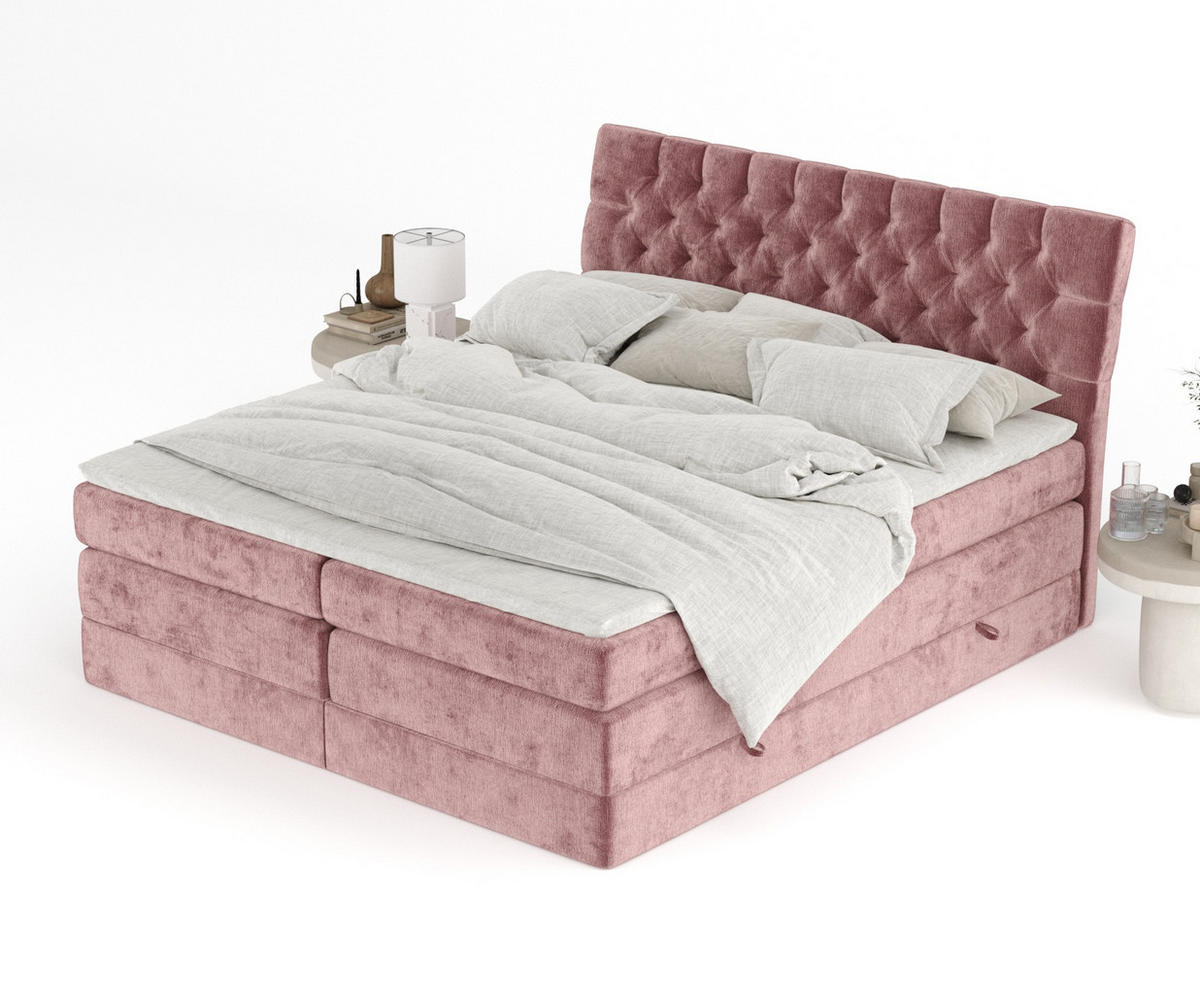 BOXSPRINGBETT Seraphine Rosa 160/200 cm - Schwarz/Rosa, Holz/Holzwerkstoff (160/200cm) - Maison de Reve