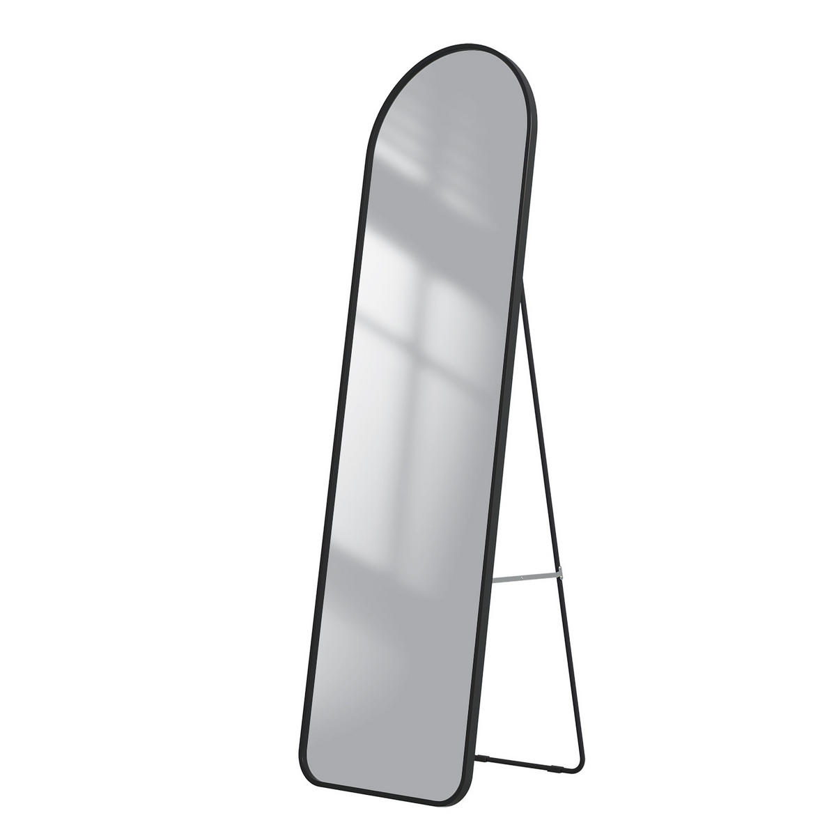 STANDSPIEGEL mit Rahmen Gehärteter Silberspiegel Schwarz 140/40 cm - Schwarz, Glas/Metall (40/147/140cm) - EMKE