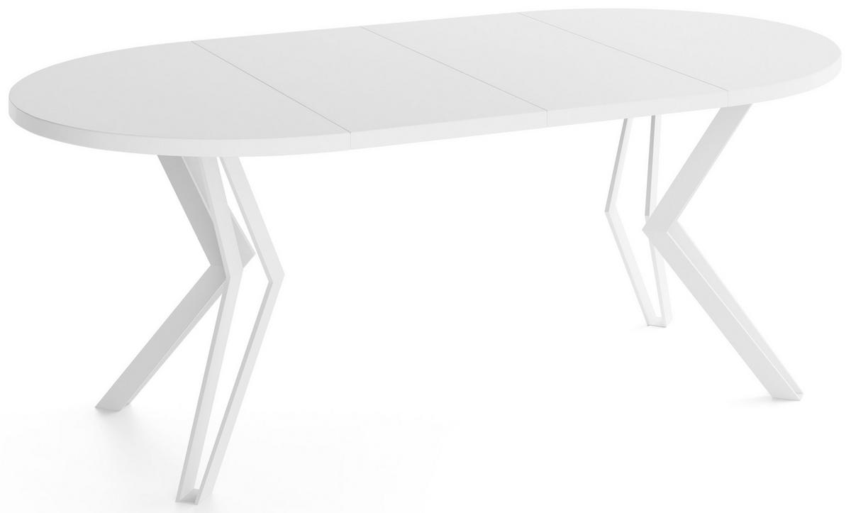 ESSTISCH Austin runder ausziehbarer, Weiß 120-200/100/76 cm - Weiß, Holzwerkstoff/Metall (120/200/76cm) - WFL GROUP