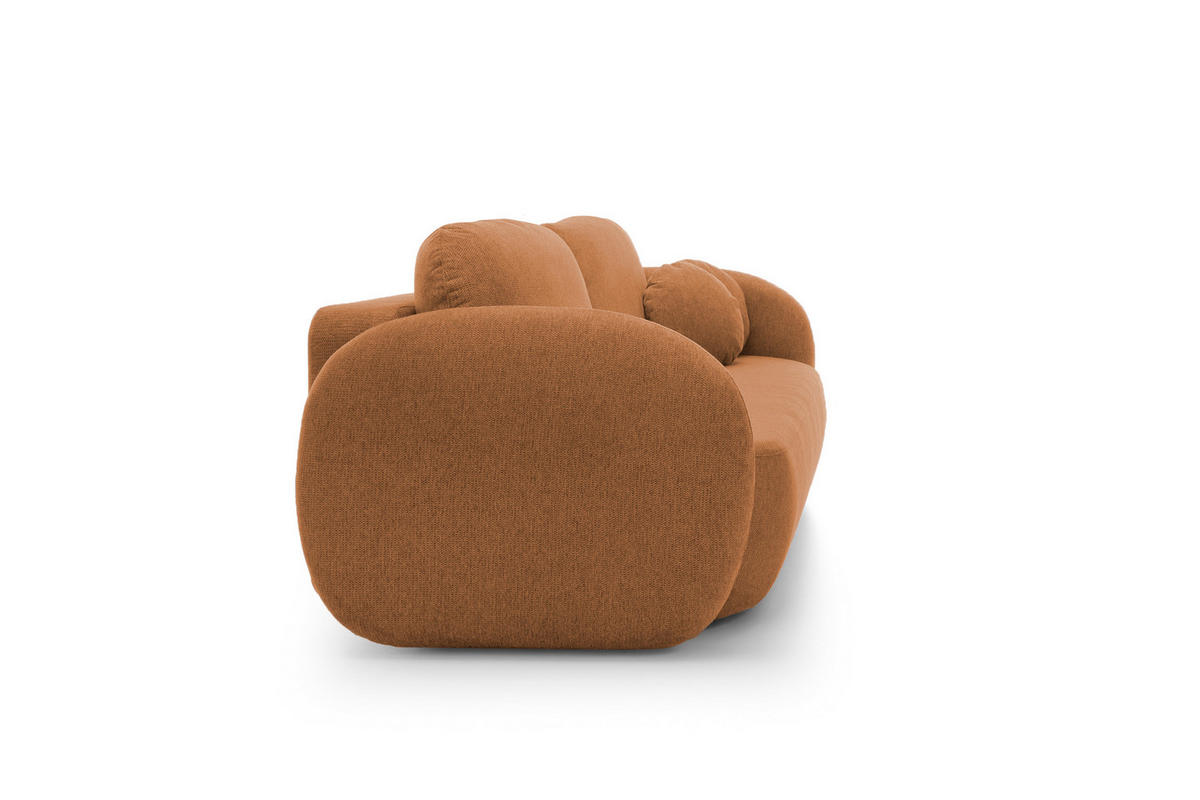 SOFA OLIO Mit Schlaffunktion Und Bettkasten, Bonell-Taschenfederung, Aragon-Stoff, lose Rückenkissen, freistehend, 238x101x86 cm Dark orange - Dunkelorange, Holz/Textil (238/86/101cm) - DomoHome