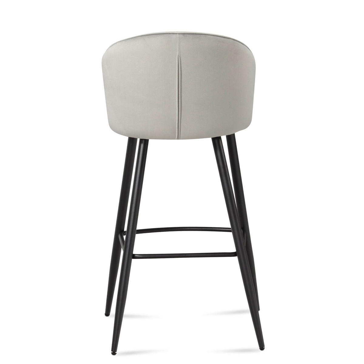 BARHOCKER Samt Lehne Skandi-Stil Stoff Metall Gepolstert, Grau 53x56x103 cm - Schwarz/Grau, Textil/Metall (53/103/56cm) - KADIMA DESIGN