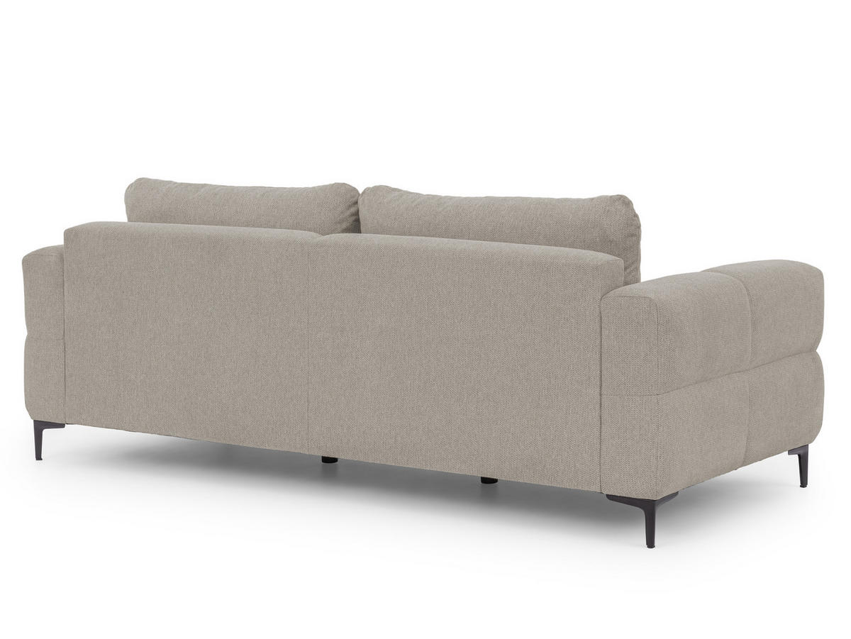 SITZGARNITUR 3+1 Cardea in Bubble-Optik aus weichem Taupe Strukturstoff mit hohem Sitzkomfort - Taupe/Schwarz, Holz/Textil (217/80/97cm) - S-Style Möbel