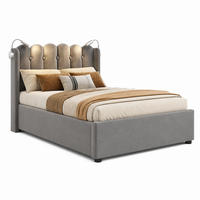BETT mit Bettkasten, USB und Leselicht 90x200 cm Samt Grau - Grau, Metall (90/200cm) - Meubliv