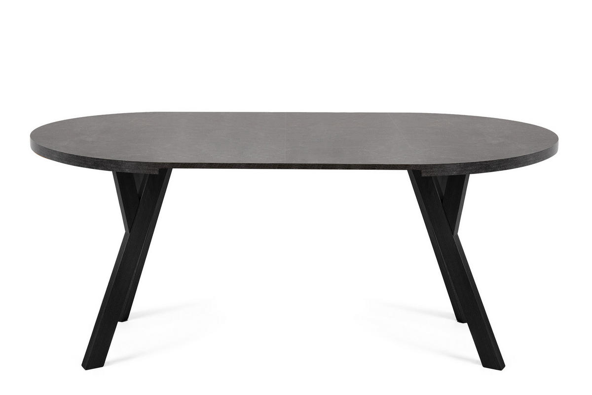 ESSTISCH INDAGA Ausziehbar 100-180cm Rund, Beton/schwarz - Schwarz, Holz (100/180/75cm) - KONSIMO®
