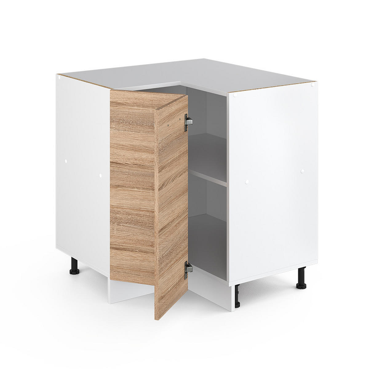 ECKSCHRANK FÜR HAUSRAT R-Line Sonoma 75.6 cm mit Tür, ohne Arbeitsplatte - Weiß/Sonoma Eiche, Holzwerkstoff (75.6/81.6/46cm) - Vicco