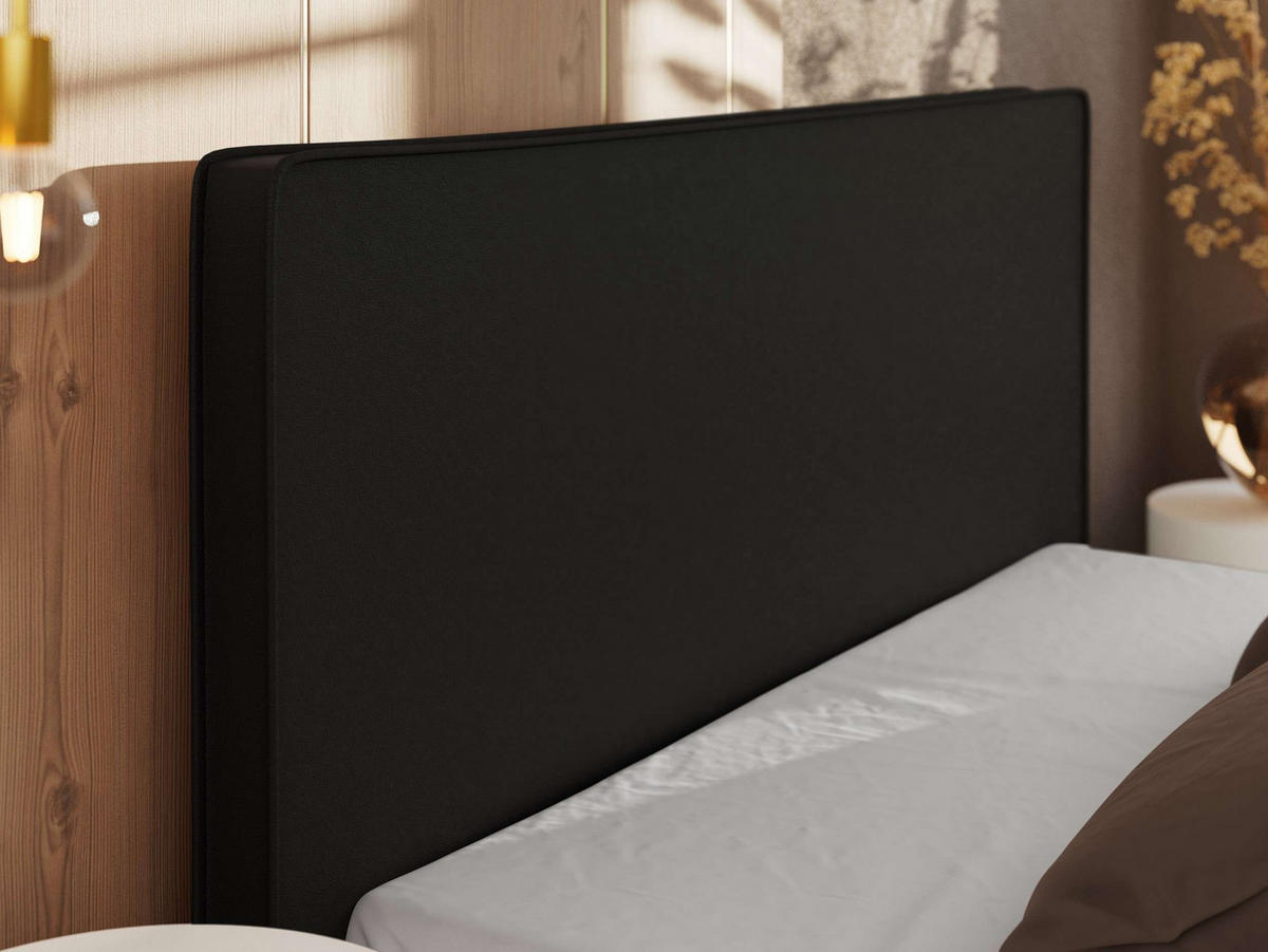 POLSTERBETT CORIVO CLASSIC 180/200 - Schwarz Kunstleder - Multipocket-Matratze - Schwarz, Kunststoff/Textil (180/200cm) - MKS