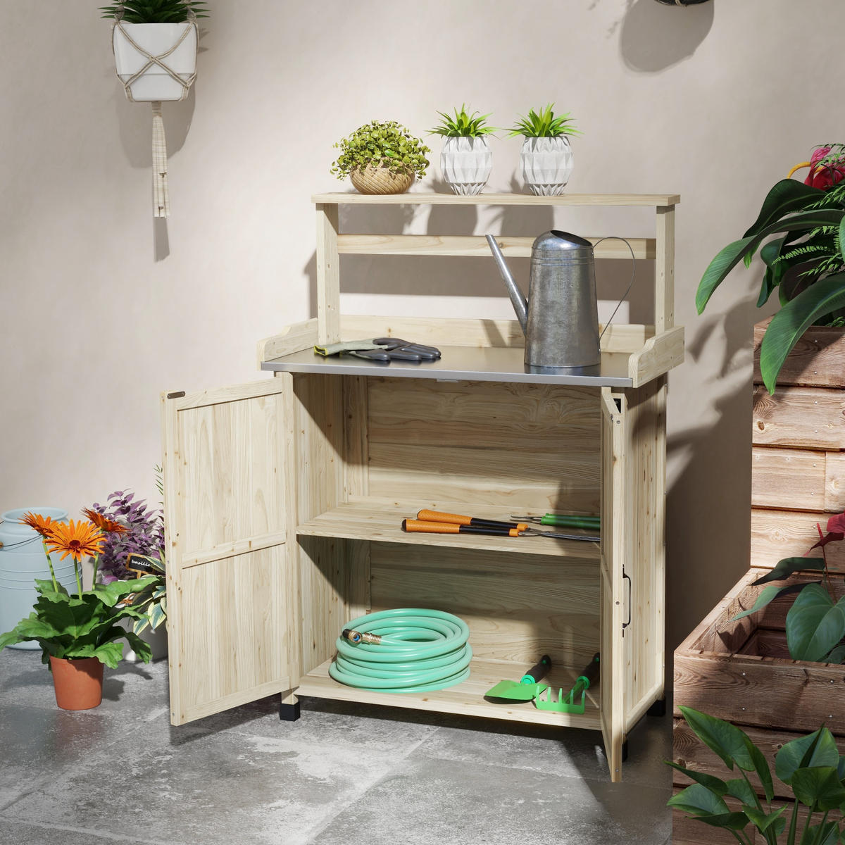 PFLANZTISCH DE-18939 Naturholz - Naturfarben, Holzwerkstoff (90.5/41/124.5cm) - ComfortXL