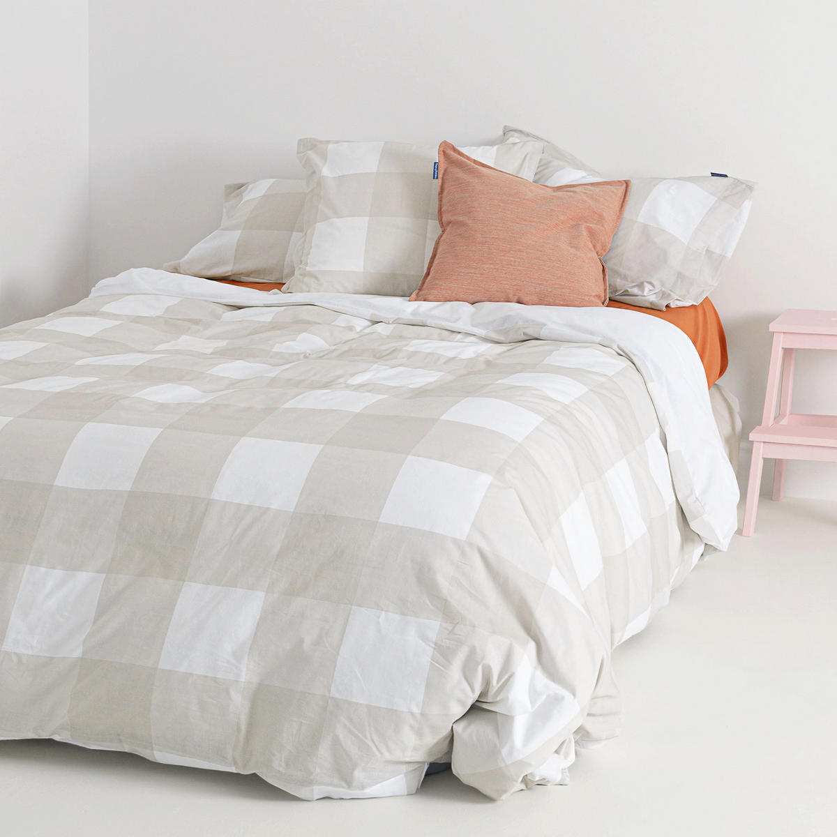 BETTBEZUG gingham 155x220 cm (komfortgrösse) beige - Beige, Textil (155/220cm) - Happy Friday