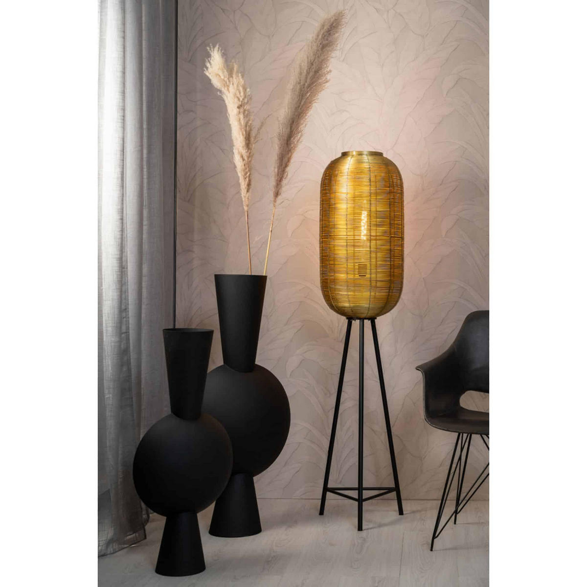 VASE Kavandu Schwarz 26/19/54 cm - Schwarz, Metall (53cm) - Light & Living