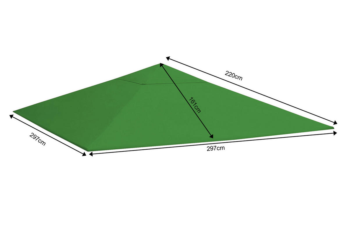 ERSATZDACH Pavillon 3x3 m Grün - Grün, Textil (297/1/297cm) - QUICK STAR