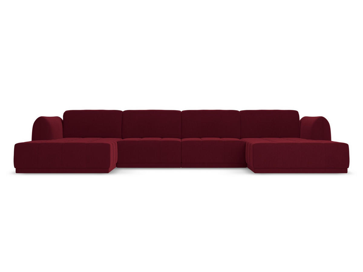 WOHNLANDSCHAFT Samt Stoff Rot - Bordeaux/Rot, Kunststoff/Textil (370/74/170cm) - Makamii