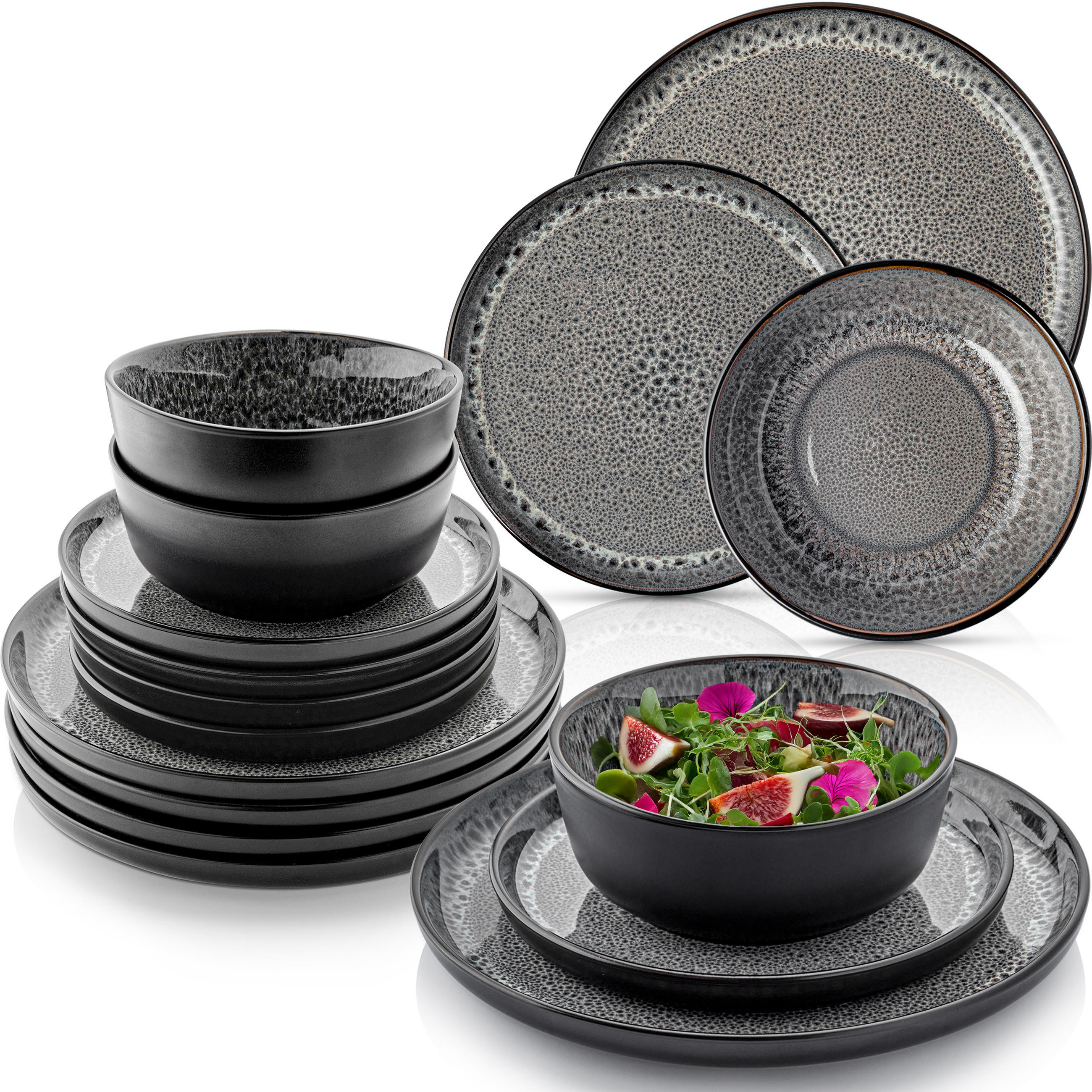 TAFELSERVICE SYDNEY - 24-teilig aus Steingut - Grau, Keramik (44/45/54cm) - Sänger