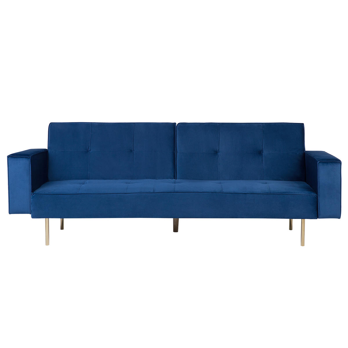 3-SITZER-SCHLAFSOFA Samtstoff Marineblau Visnes - Hellblau, Textil (218/80/81cm) - Beliani