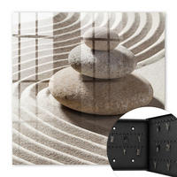 SCHLÜSSELBOX Schwarz 30x30 cm- Türöffnung nach rechts - Zen-Komposition - Beige, Metall (30/30/5cm) - TULUP