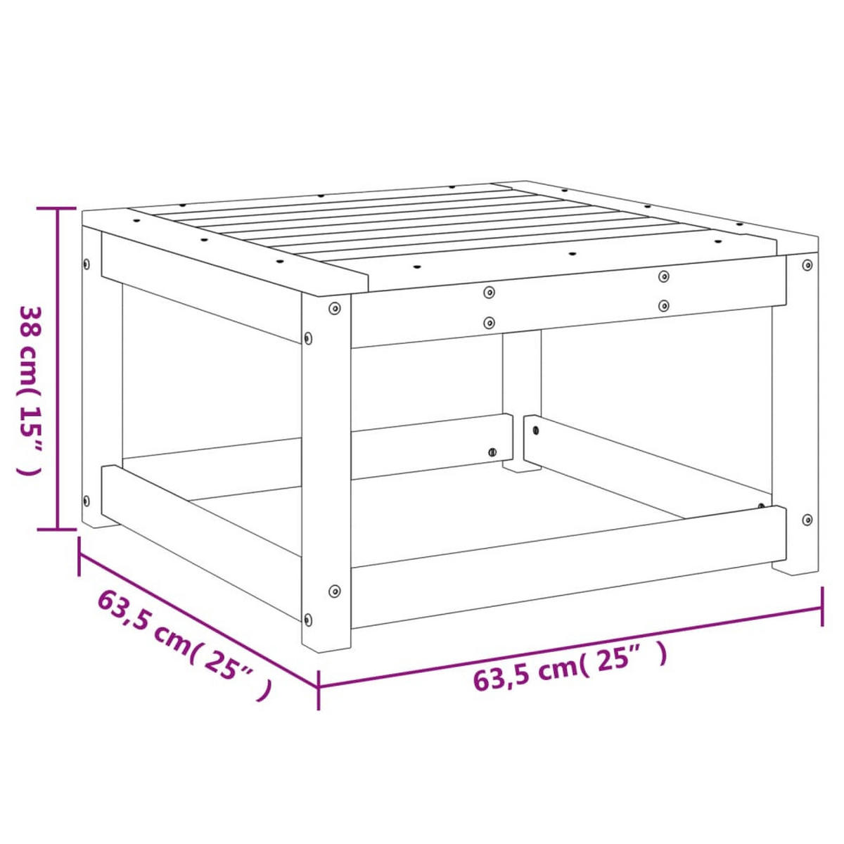 GARTENHOCKER Massivholz Kiefer - Braun, Holz (63.5/38/63.5cm) - vidaXL
