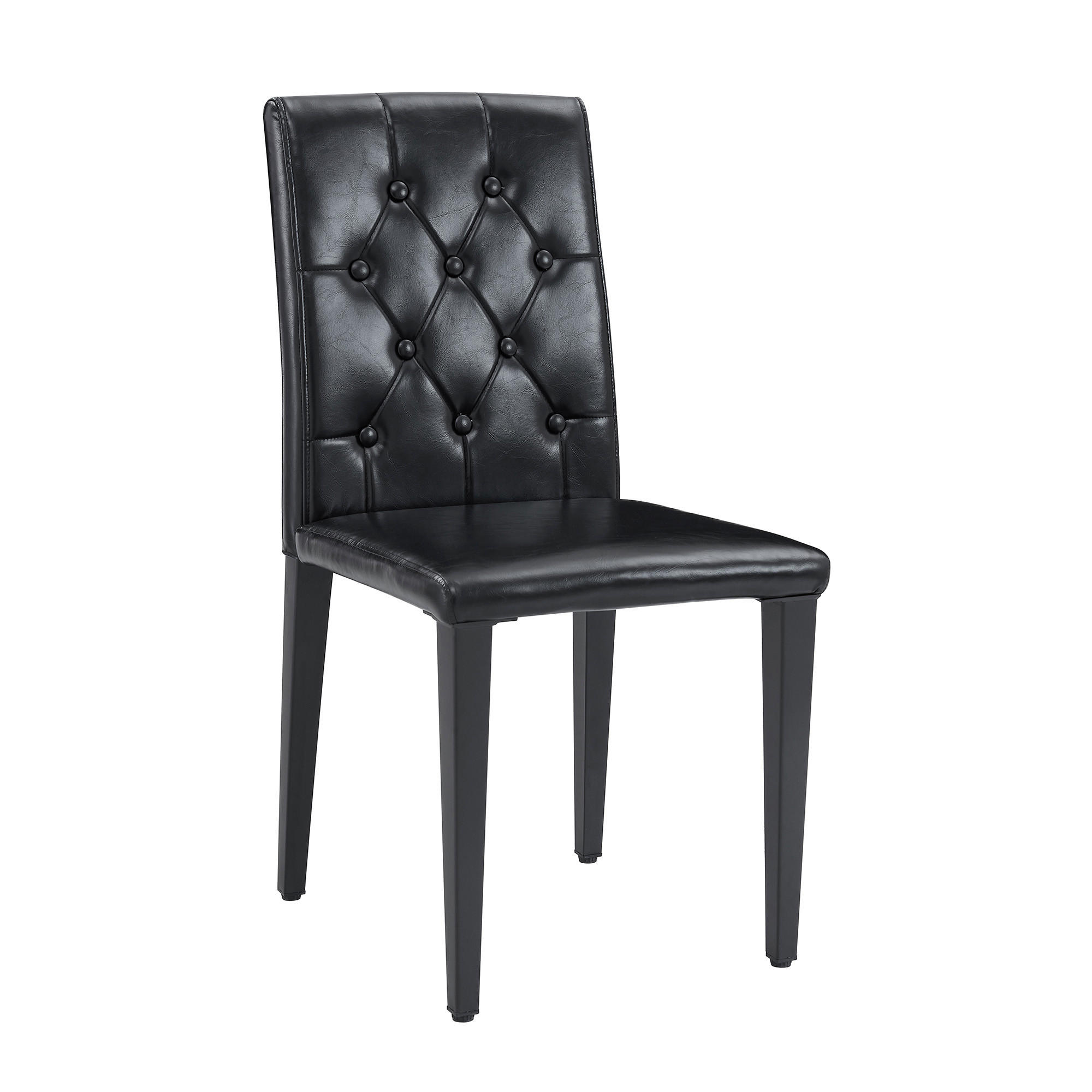 STUHL-SET DE-36651 4 Stück mit PU-Bezug und Metallbeinen Schwarz - Schwarz, Metall (46/89/42cm) - ComfortXL