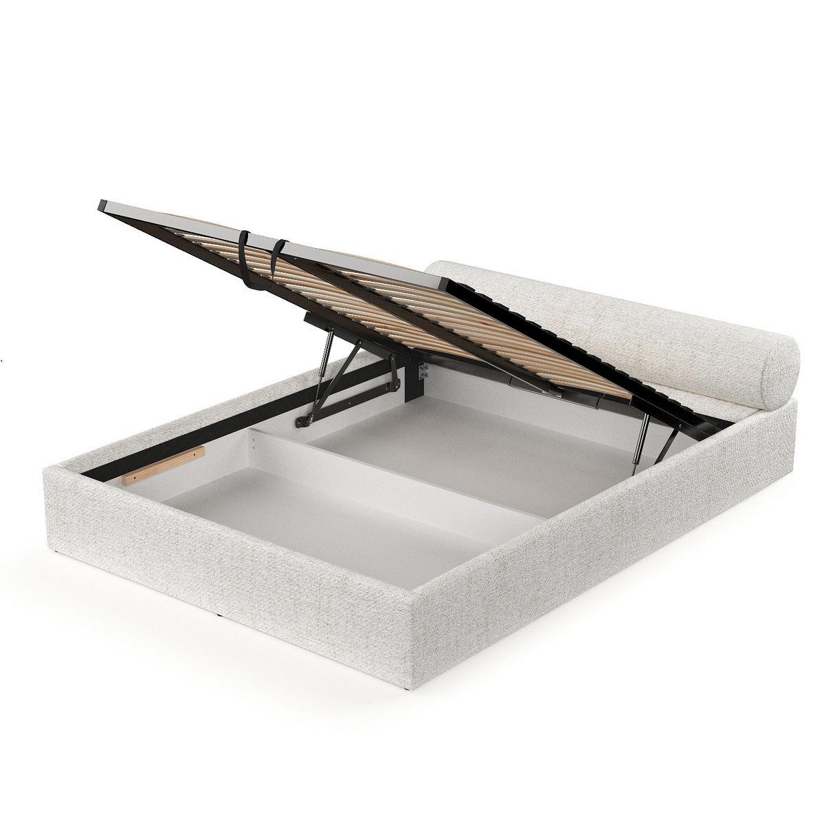 POLSTERBETT Solvo mit Stauraum 180/200 cm Creme im Neve Stoff - Creme/Schwarz, Holz/Holzwerkstoff (180/200cm) - AltaBeds