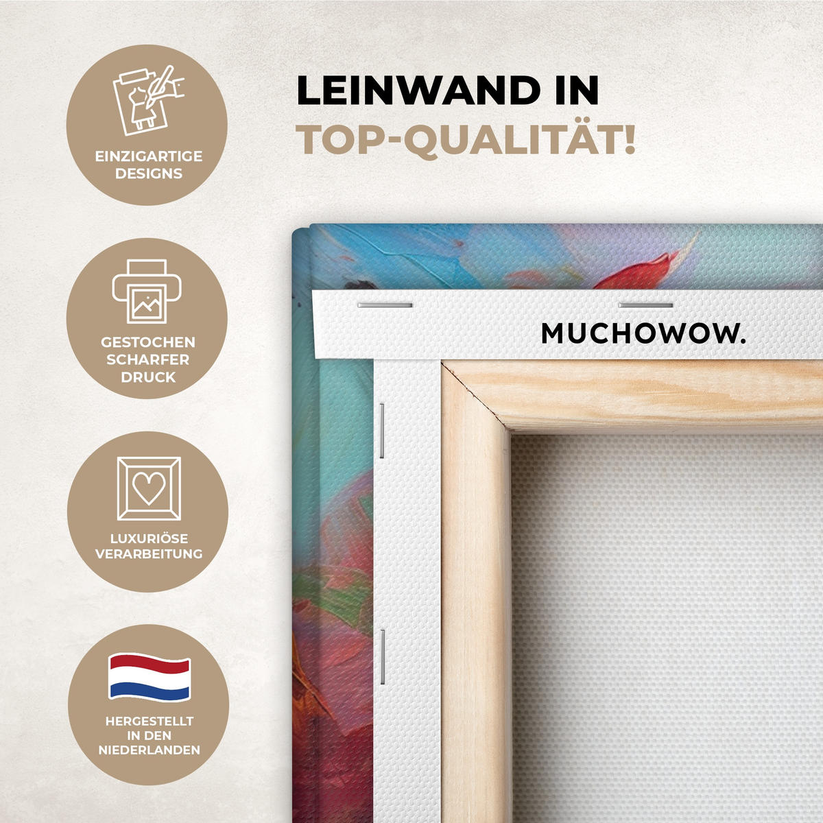 LEINWANDBILD Ölgemälde - Kunst - Abstrakt - Farbenfroh Wanddeko 90x60 cm - Altrosa, Textil (90/60cm) - MuchoWow
