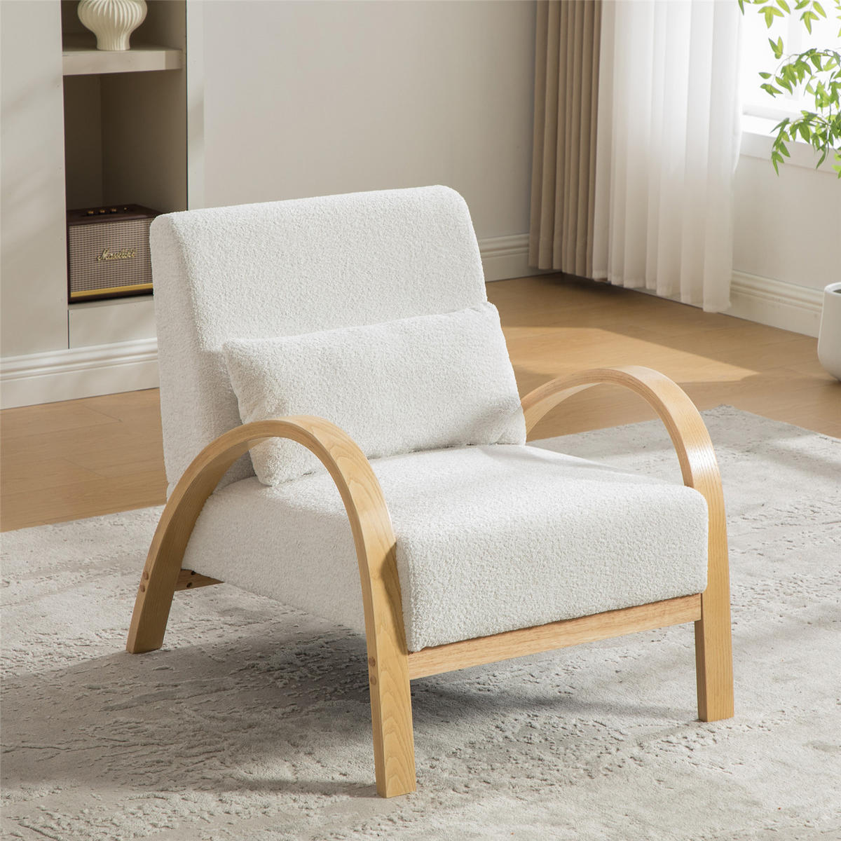 SESSEL Skandinavisch Chenille Ivory - Weiß, Textil (70.5/80.5/82.5cm) - Kaket