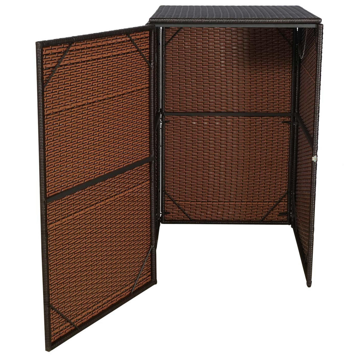 MÜLLTONNENBOX HxBxT 110x65x66cm Poly-Rattan 120l Braun - Braun, Kunststoff (65/110/66cm) - PROREGAL