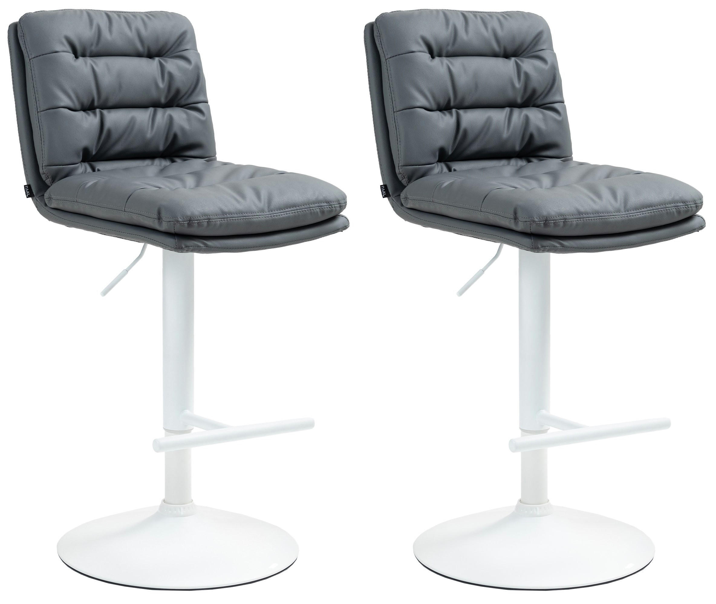 BARHOCKER 2er Set Lederlook grau - Weiß/Grau, Textil/Metall (42/94/56cm) - CLP