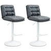 BARHOCKER 2er Set Lederlook grau - Weiß/Grau, Textil/Metall (42/94/56cm) - CLP