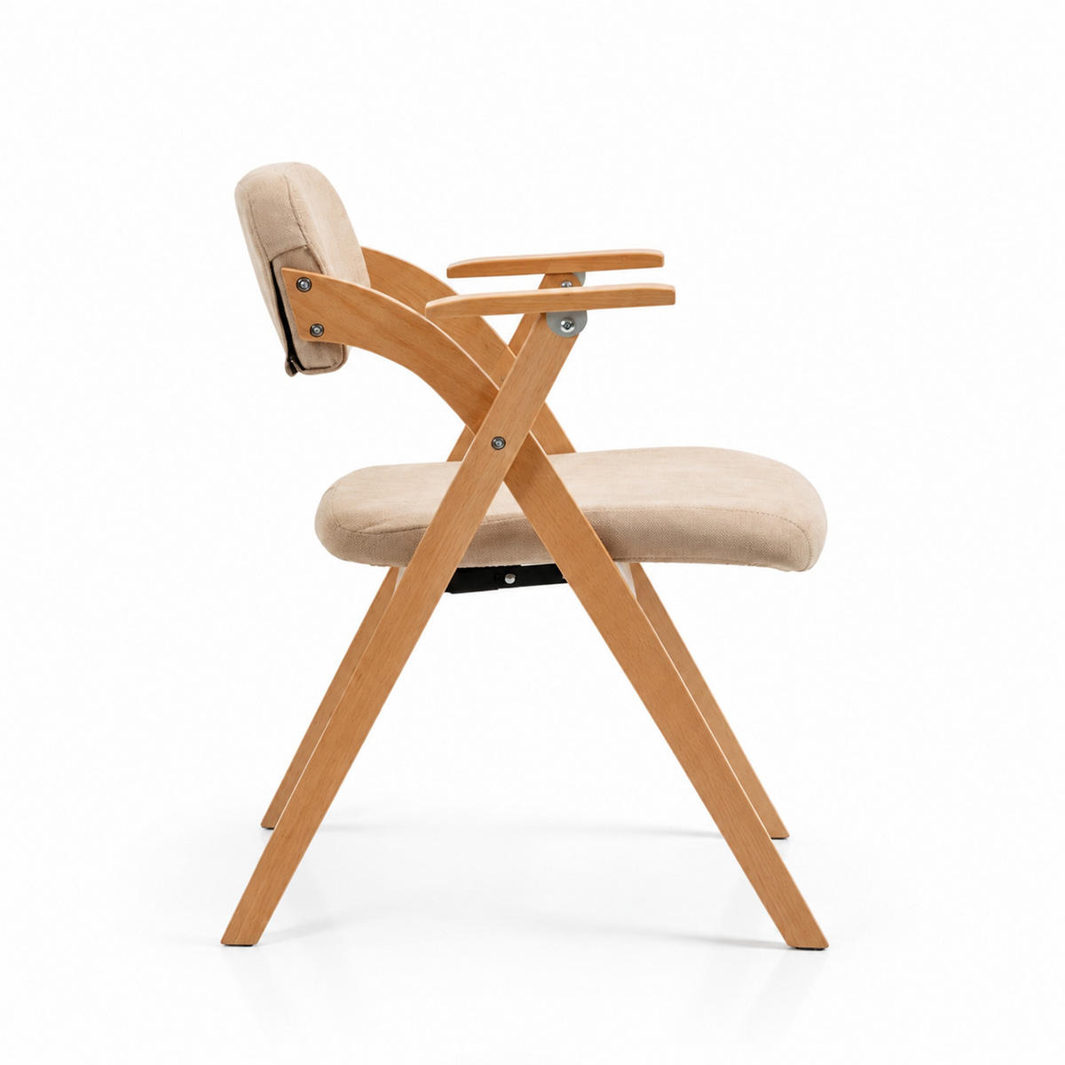 KLAPPSTUHL mit Armlehnen und gepolstertem Sitz, 2er-Set - Beige, Holz (60/79/52.5cm) - MIVRAY