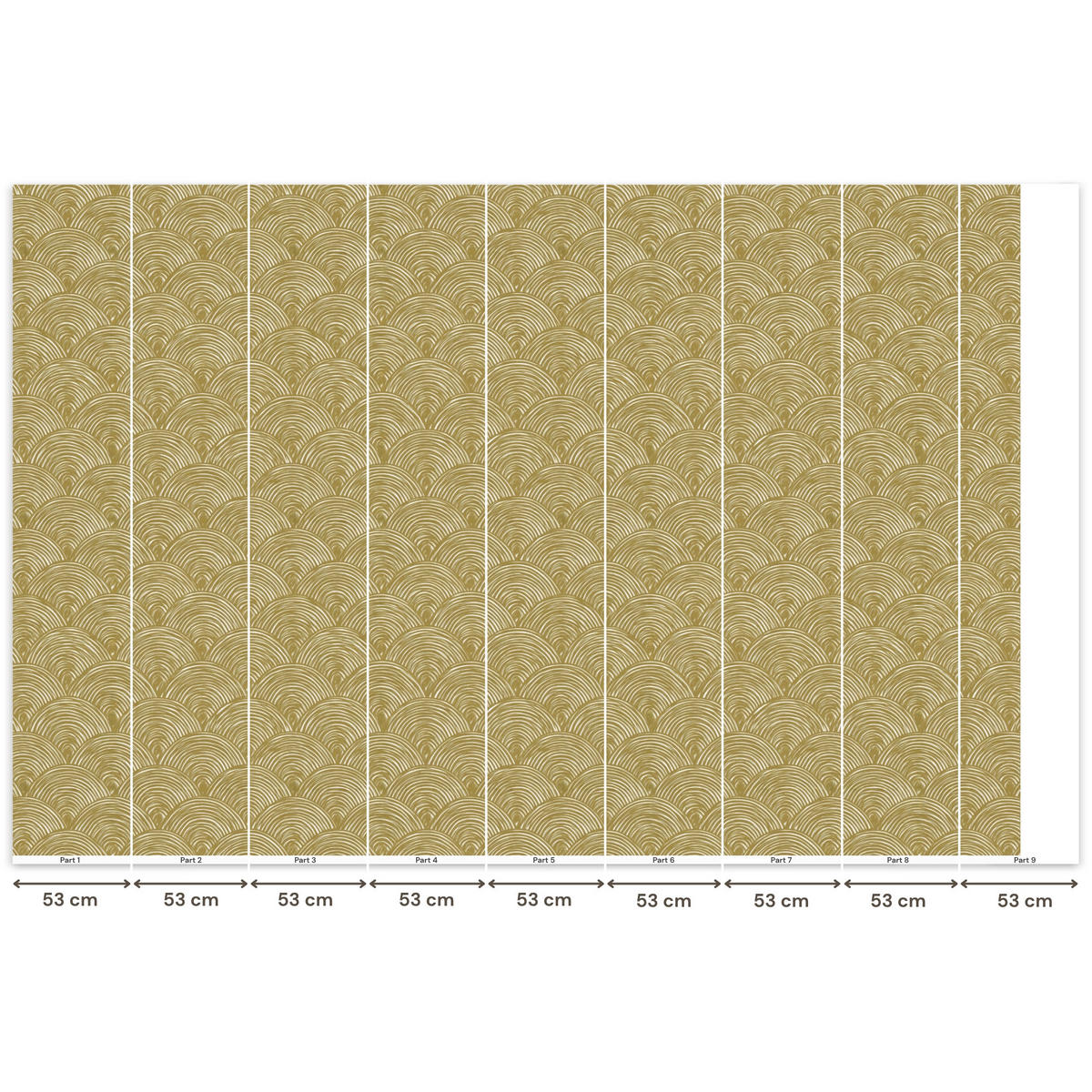 TAPETE - Fächer - Geometrisch - Grün - 450x300 cm - Goldfarben, Papier (450/300cm) - OnlyWow