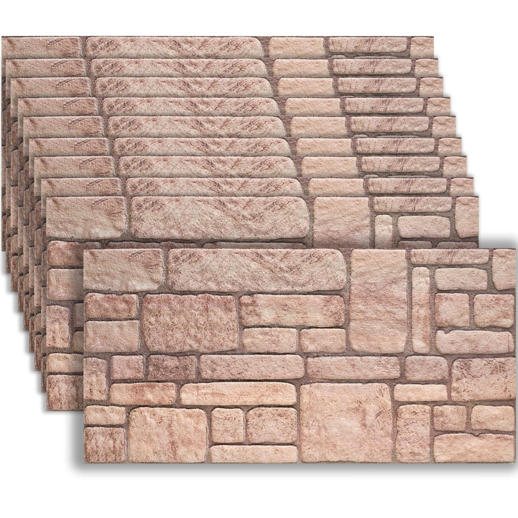 3D-WANDPANEELE , 100 x 50 x 2 cm, 5 m² Abdeckungsfläche, flexibel zuschneidbar, Naturstein sandbeige - Sandfarben, Kunststoff (50/2/100cm) - tectake