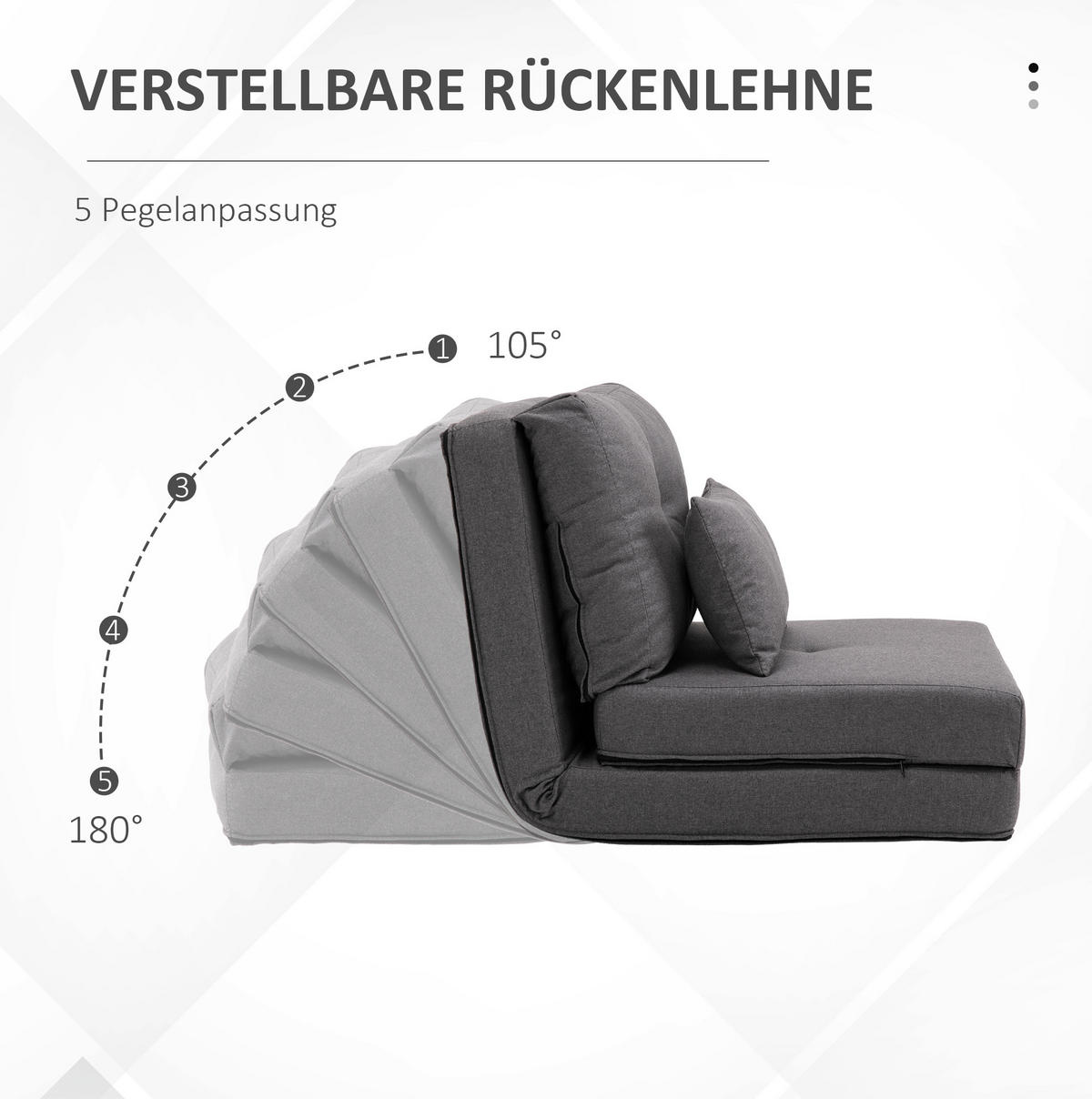BODENSOFA 2-in-1 60 x 80 x 56 cm Dunkelgrau - Dunkelgrau, Metall (60/56/80cm) - Meubliv