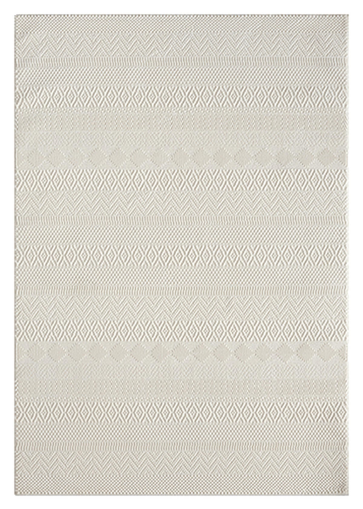 TEPPICH Kurzflor KASOS Waschbar Gestreift Polyester Creme 160 x 230 cm - Beige, Textil (160/230cm) - KADIMA DESIGN