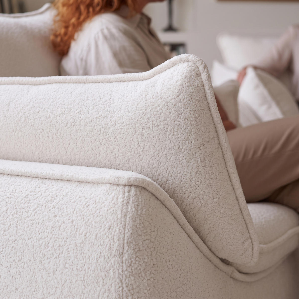 SESSEL MELANI Velours Creme - Chromfarben/Creme, Holz/Textil (140/90/85cm) - Muffo