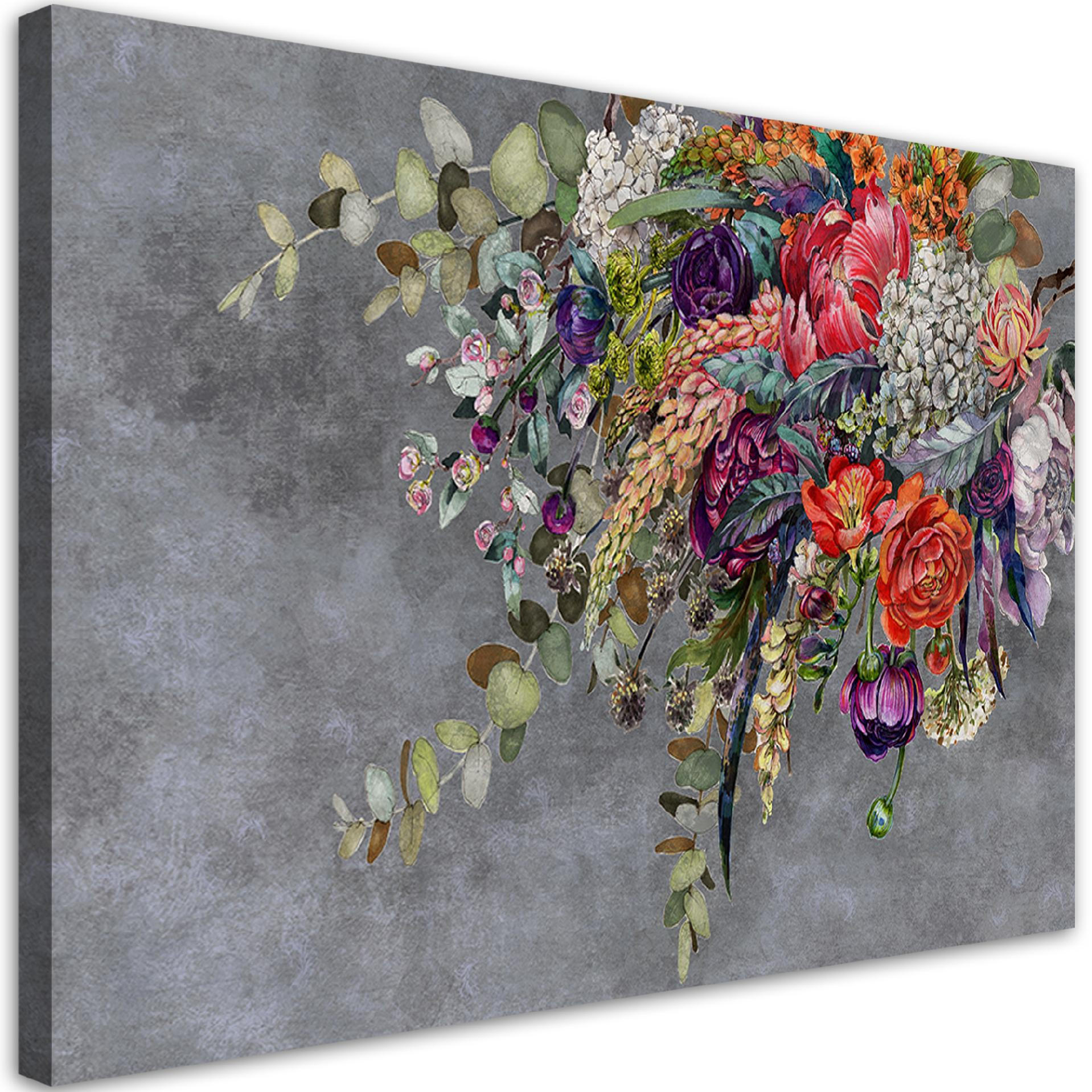 WANDBILD blumenstrauß - Grau, Textil (60/40cm) - Feeby