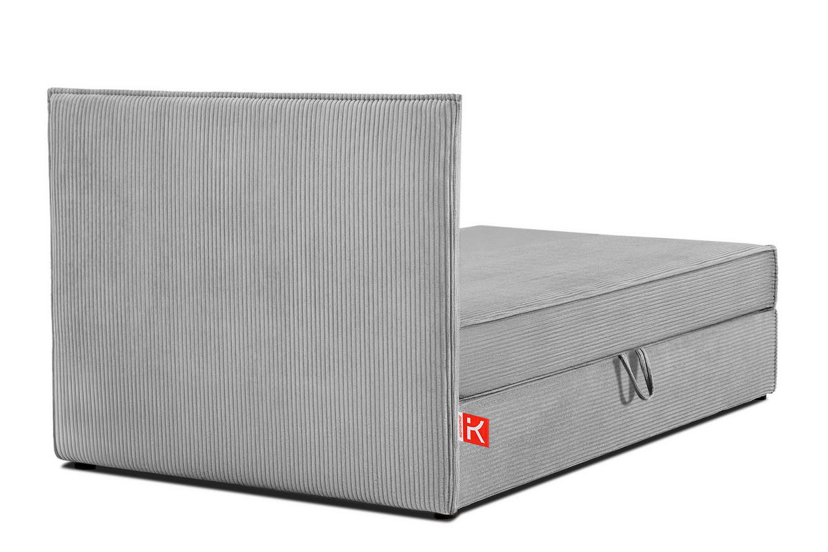 BOXSPRINGBETT ROTI Einzelbett, hellgrau - Hellgrau/Schwarz, Holz/Holzwerkstoff (100/200cm) - KONSIMO®