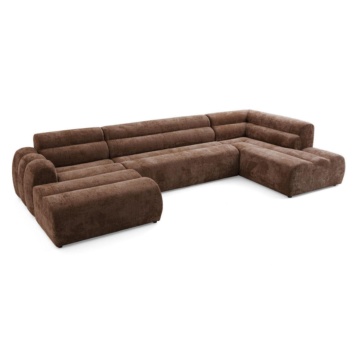 6-SITZER modulares Wohnlandschaft U XXL VEER SET 4 Rechts, 368 x 190 cm, Chenille Webstoff Orange - Schwarz/Orange, Holz/Kunststoff (190/75/368cm) - Muffo