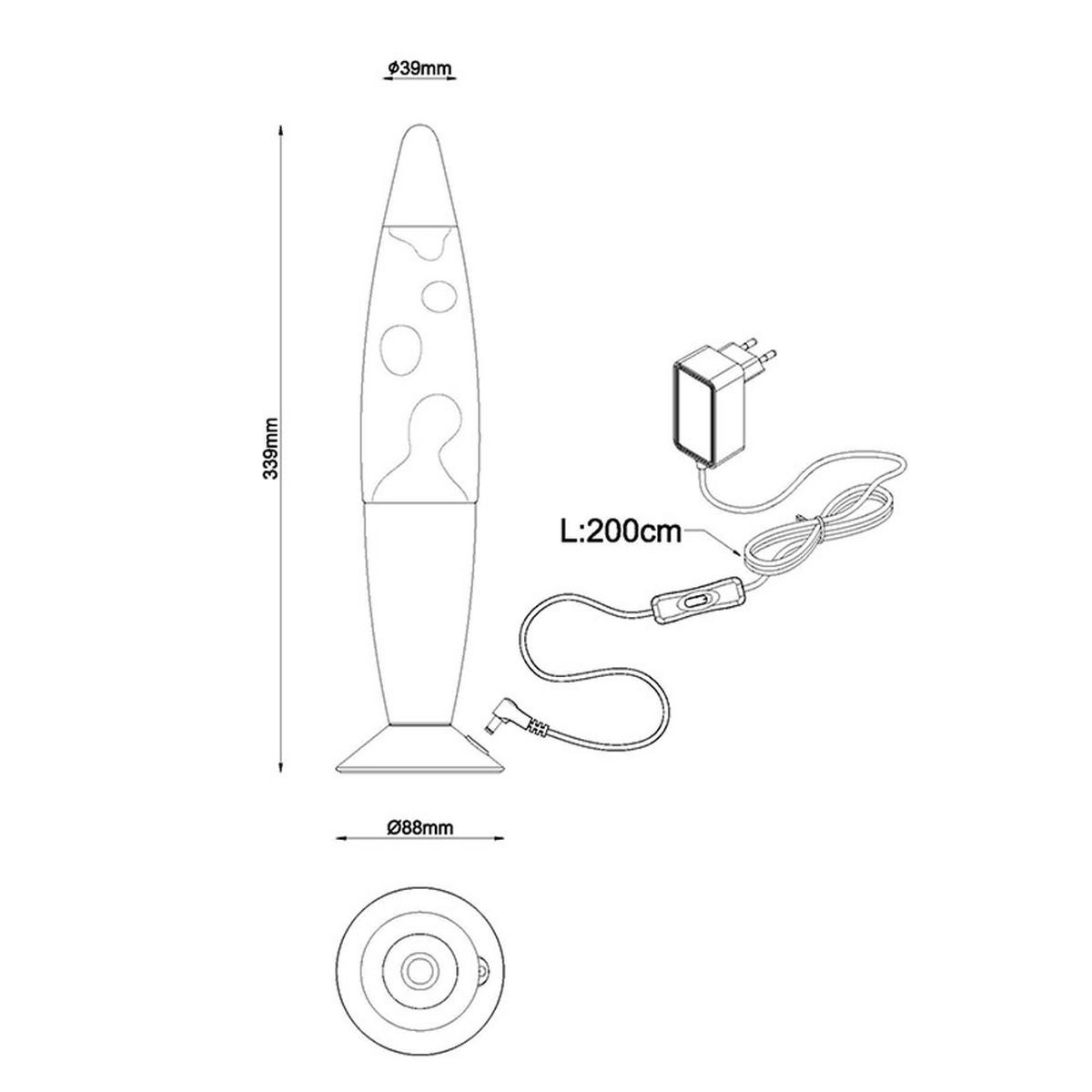 LED TISCHLEUCHTE Lavalampe Blau - Blau, Glas (8.8/8.8/33.9cm) - Globo Lighting